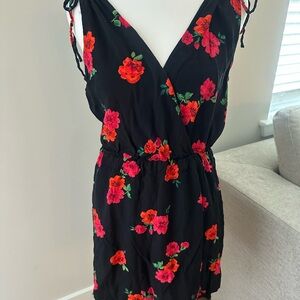 Express Floral Black Wrap Dress
